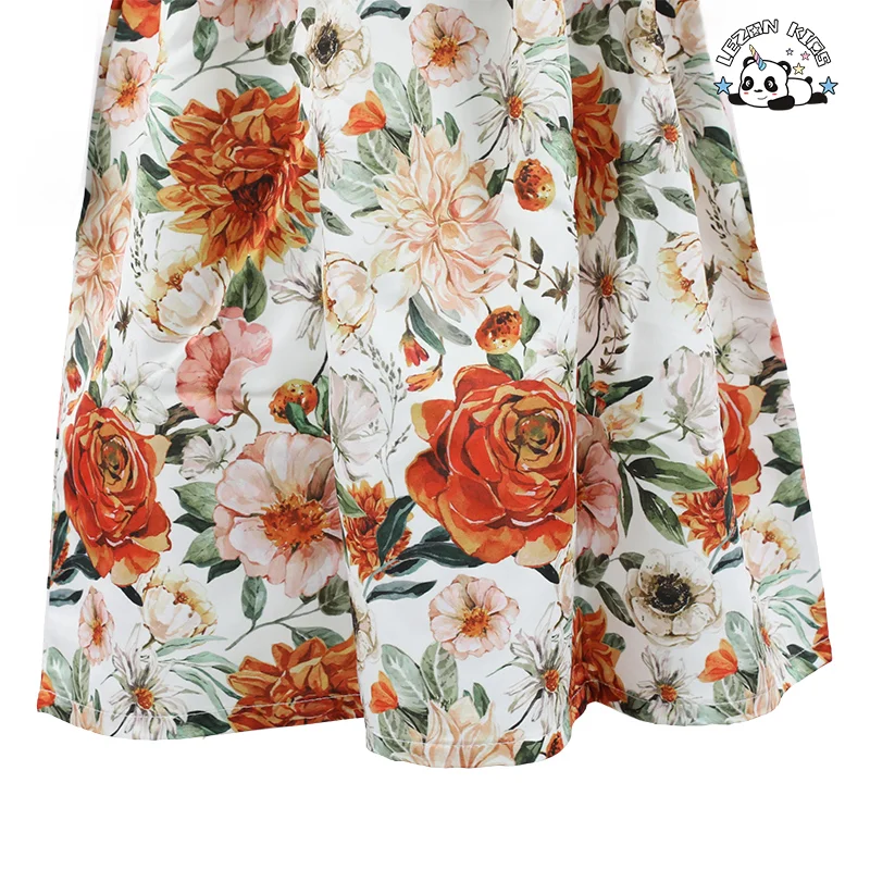 LEZONKIDS - Spring Summer Fall Kids Clothing Girls Dress Flower Sleeveless Dress Ruffle Long Sleeve Shawl Girls Set Customized